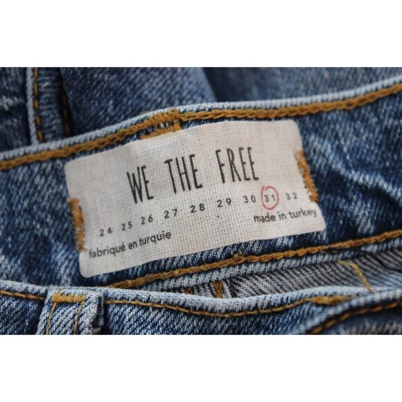We The Free People Jeans Size 31 Straight Leg Button Fly Distressed High Rise - Picture 11 of 12